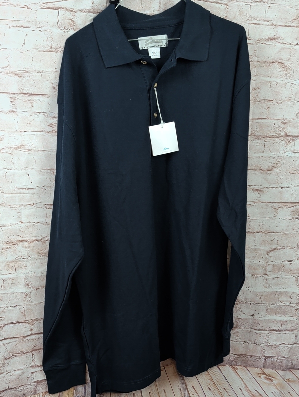 Tri Mountain Long Sleeve Polo Shirt - Navy Blue 2xl New Nwt